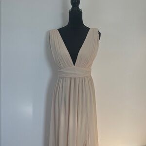 Lulu's Elegant Beige Maxi Dress